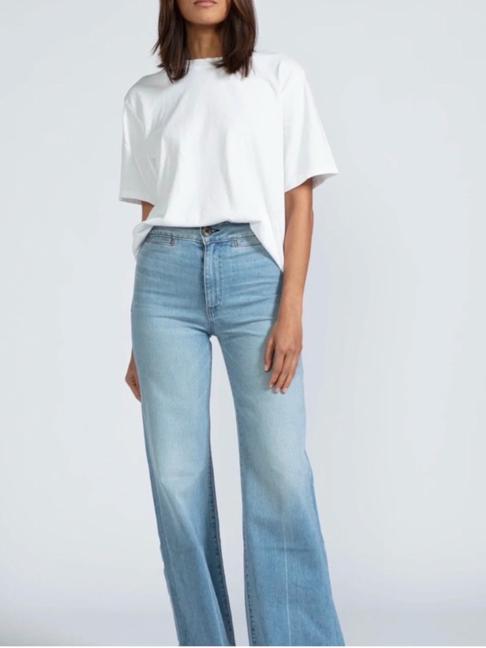 ASKK NY High-Rise Wide Leg Jeans in Blue Wash